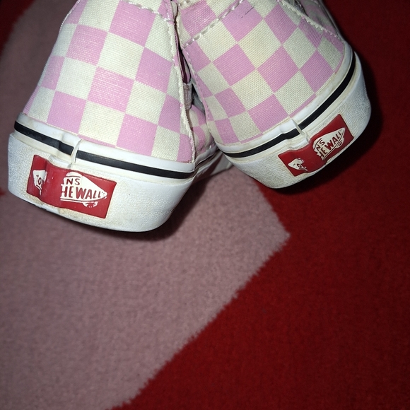 Vans Pink and White Checkered HiTop Sneakers 9 - Picture 8 of 10
